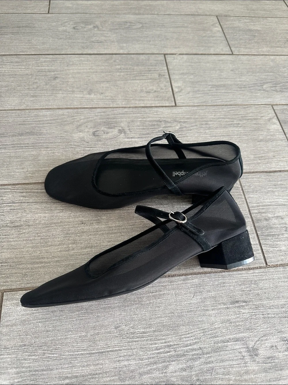 Jeffrey Campbell Top Tier Mary Jane Black Mesh Ballerina Pumps